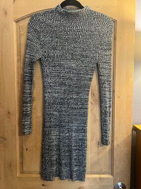 Mock neck fitted sweater dress